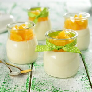 Honig-Panna Cotta mit Pfirsichen