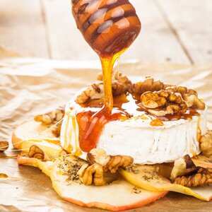 Camembert with a honey walnut topping